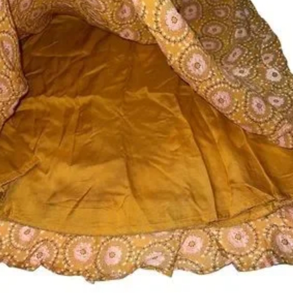 Anthropologie Yellow Floral Skirt with Attached Side or Front Tie - Picture 6 of 7